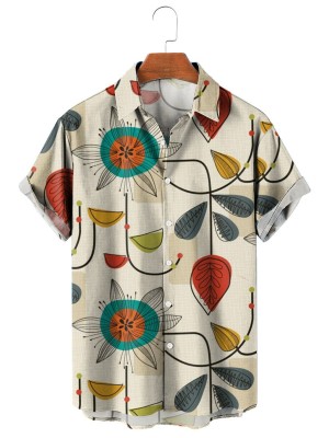 Men's Mid 1950s Modern Print Short Sleeve Shirt