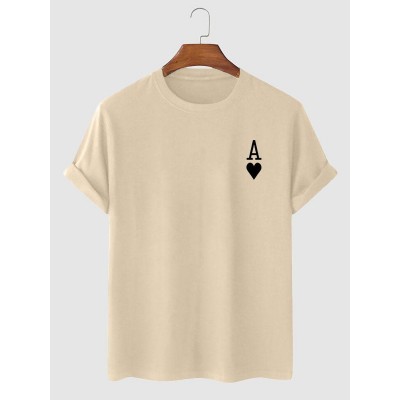 Men's Casual Playing Card Heart A Short Sleeve T-Shirt