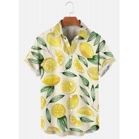 MEN'S SUMMER LEMON PRINT SHORT SLEEVE SHIRT