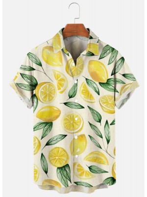 MEN'S SUMMER LEMON PRINT SHORT SLEEVE SHIRT